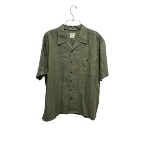 St Johns Bay Organics Mens XL  Linen Blend Plaid Short Sleeve Button Up Shirt